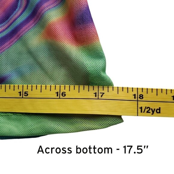 SHEIN Mesh Y2K Love Smiley face Psychedelic Mock Neck Colorblock Graphic Top S - Picture 9 of 11